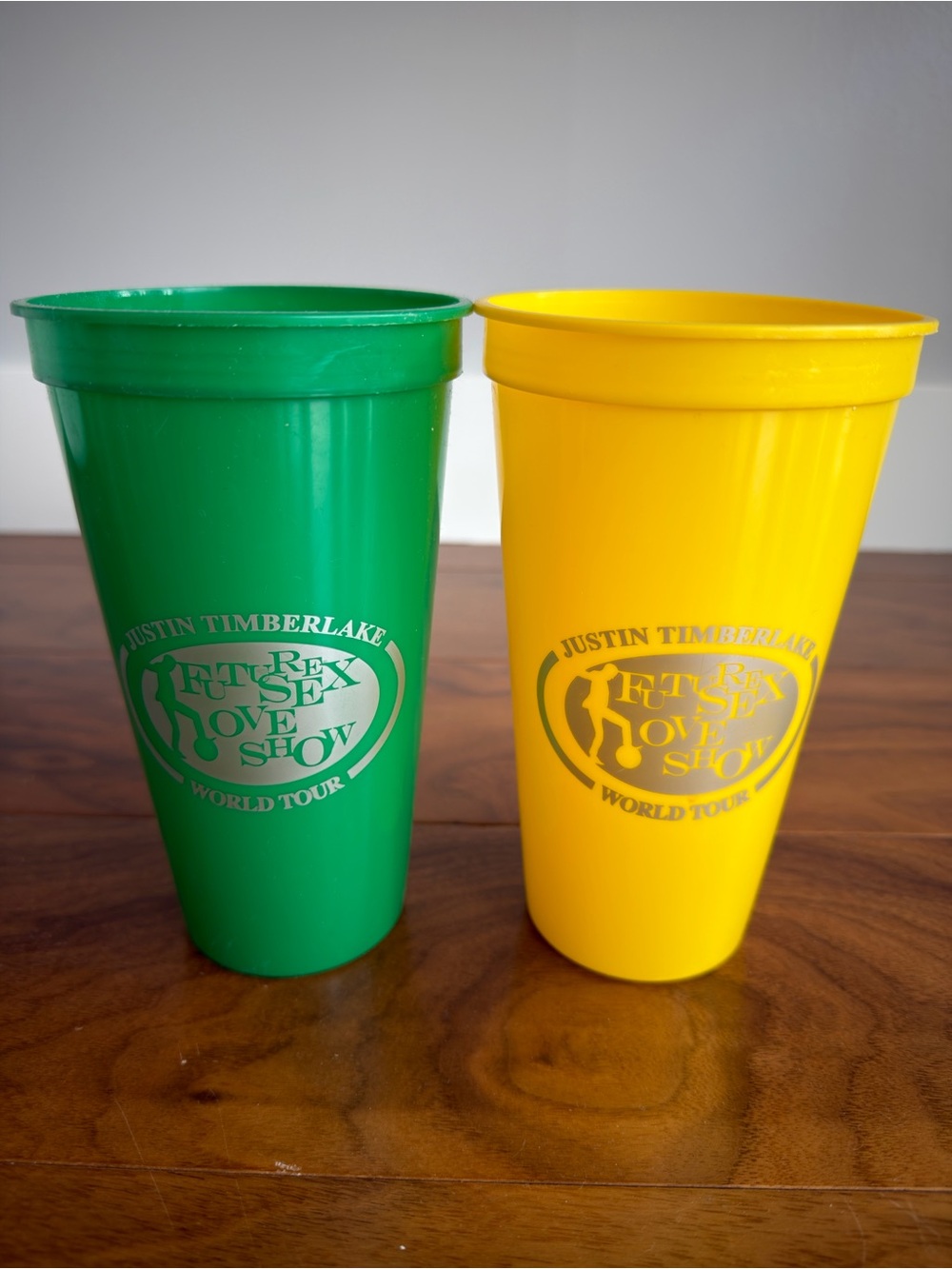 Justin Timberlake yellow & green plastic cups from FutureSex/LoveShow 2007 tour